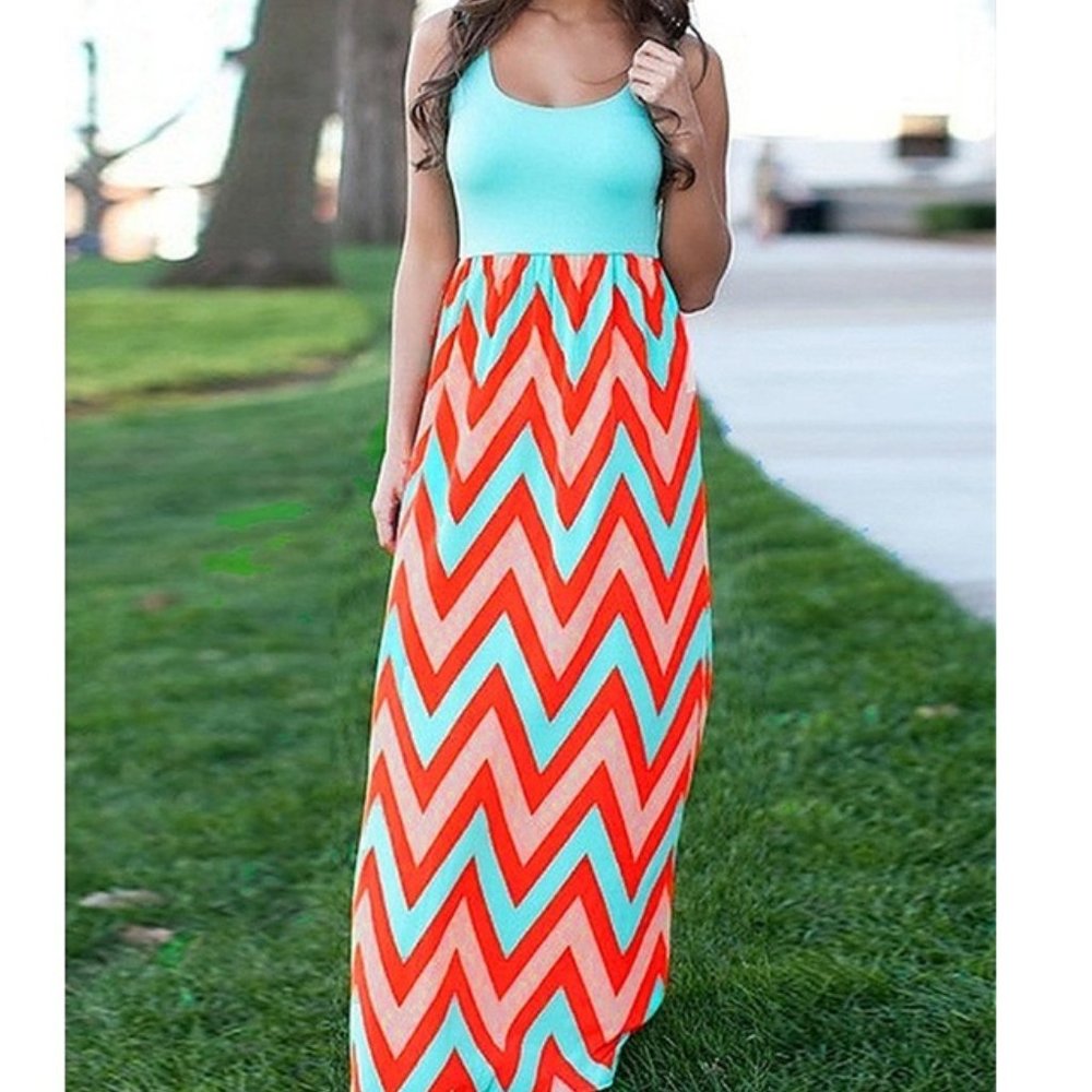 Chevron pattern Maxi Dress